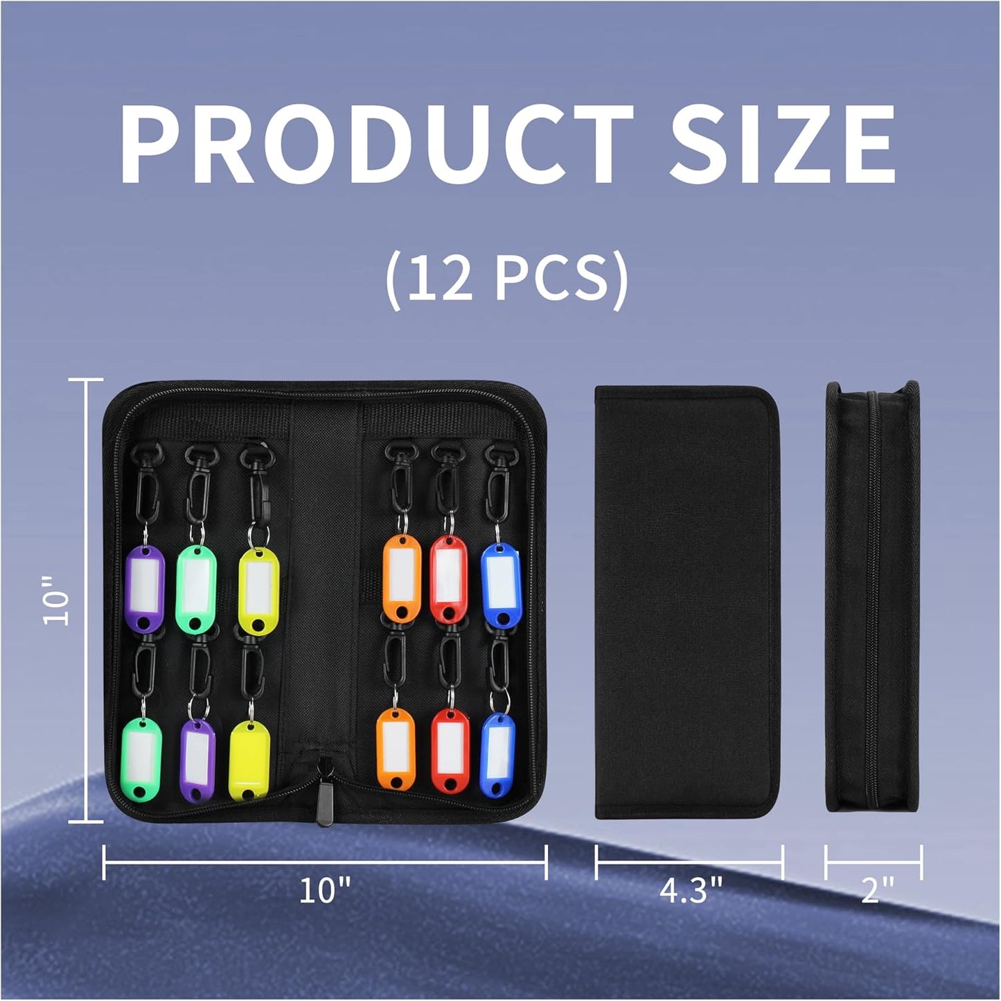 Portable Zippered Key Organizer, Waterproof Key Case with 12 Key Hooks and Tags,Portable Key Storage for Rental Management Real Estate Sales Hotel Executives and Car Service