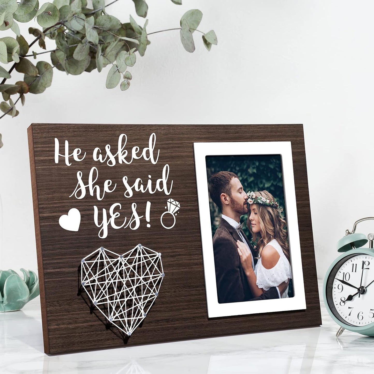 Engagement Wedding Gifts for Couples: Boyfriend & Girlfriend, Romantic Picture Frame - 4x6 Photo