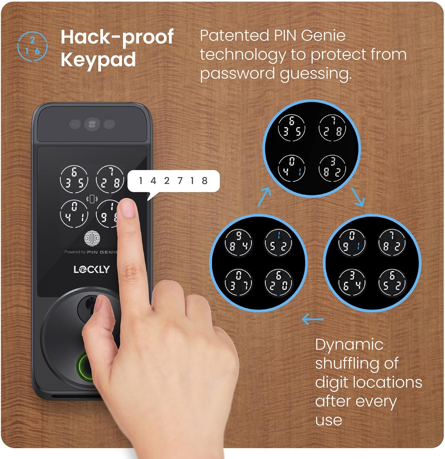 Lockly Visage Zeno Series Smart Lock, Facial Recognition & Fingerprint Keyless Entry Door Lock, Built-in Wi-Fi Deadbolt with Apple Home Key, PIN Genie Keypad, App Remote Control, Easy Installation