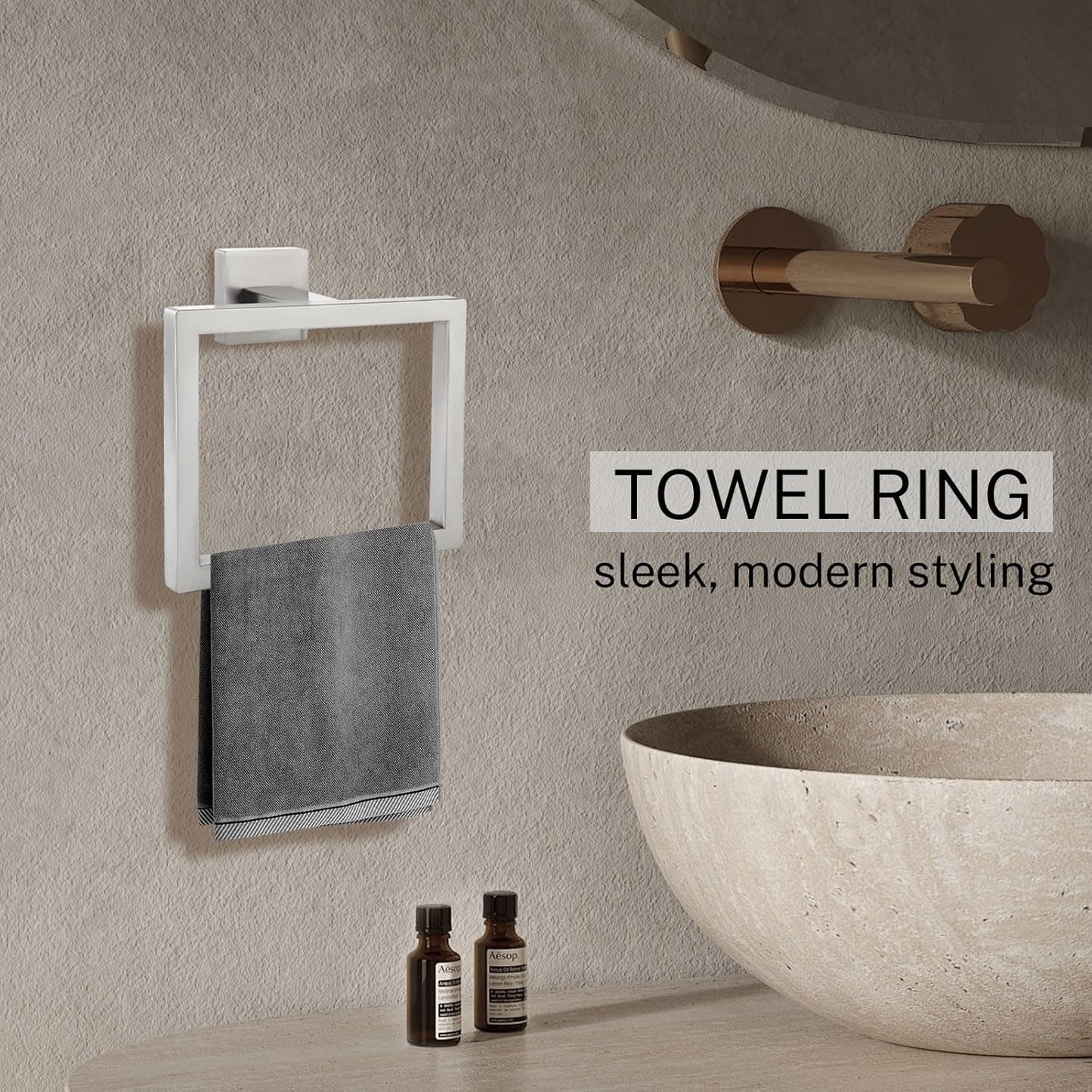 Brushed Nickel Towel Ring Towel Holder for Bathroom Bath Towel Hanger Stainless Steel Bathroom Hardware Accessories Wall-Mounted Towel Rack