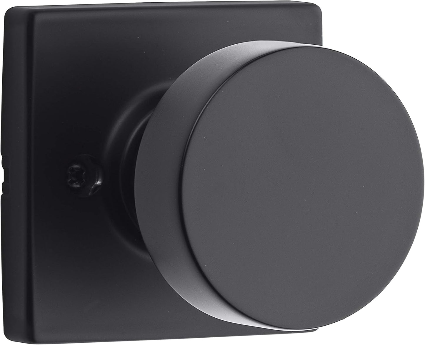 Kwikset Pismo Dummy Door Knob, Single Sided Handle for Closets, French Double Doors, and Pantry, Matte Black Non-Turning Interior Push/Pull Door Knob, with Microban Protection