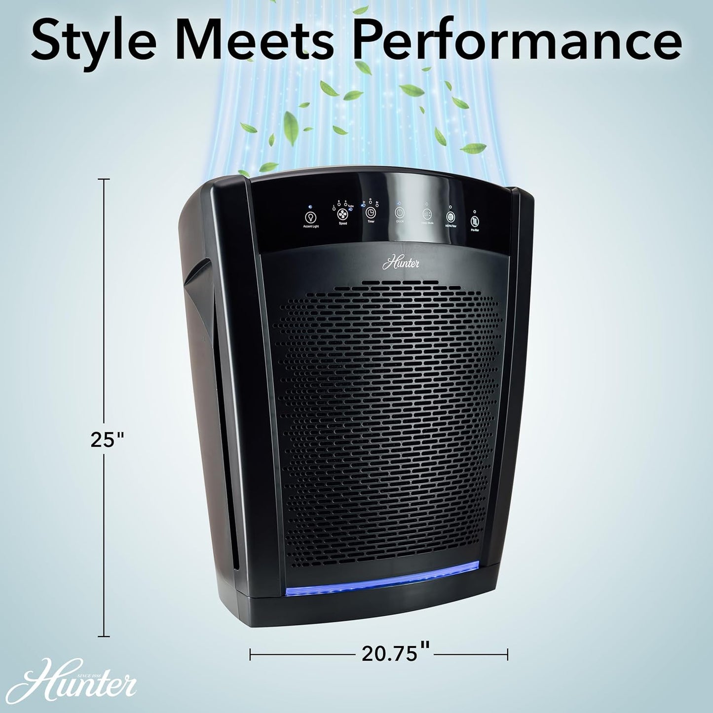 Hunter HP800 Air Purifiers for Home Large Room and Bedroom. True HEPA Air Purifier for Pets, Odors, Allergens, Smoke, Dust, VOC's. 4 Fan Speeds, Quiet Sleep Mode. Cleans 2585 Ft² per Hour. Black