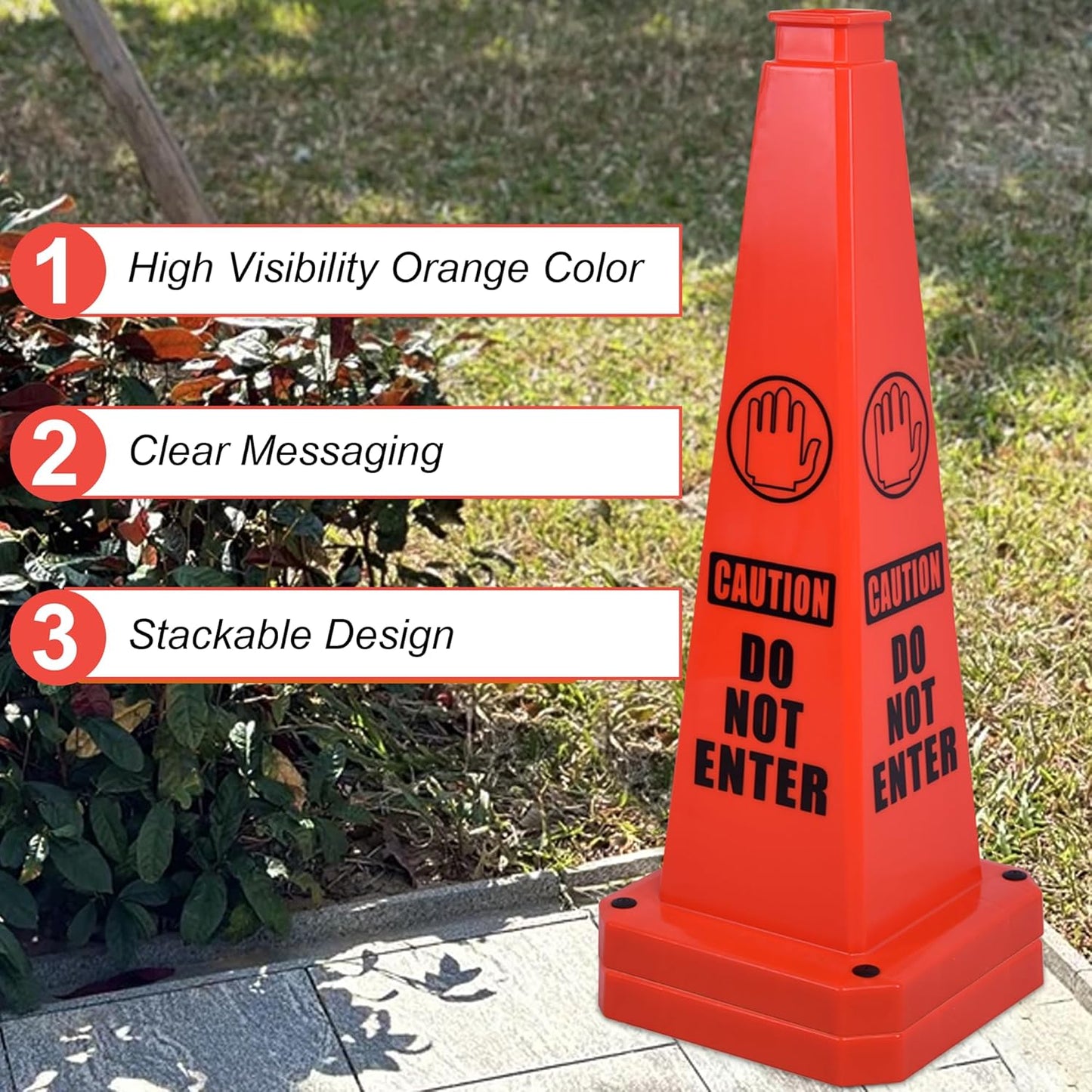 OrangeStar 6-Pack 28" Do Not Enter Cones, Large 4-Sided No Entry Message Safety Cones with Heavy Rubber Base for Indoor Outdoor Use, Traffic Control, Security, Warehouse Safety