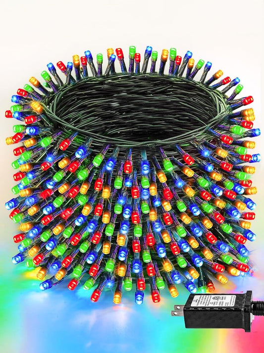 Upgraded 165FT 500 LED Multicolor Christmas String Lights Indoor & Outdoor, Memory Function & Timer & 8 Modes, Green Wire Waterproof String Lights for Xmas Tree Holiday Party Garden Decor (Multicolor)