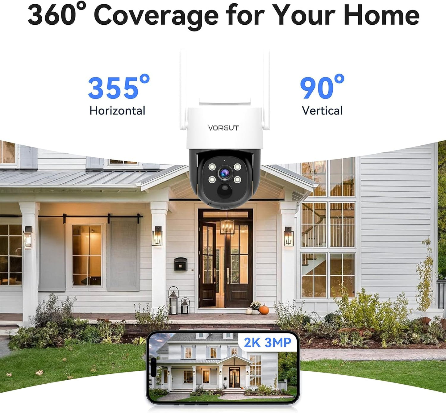 Solar Cameras Wireless Outdoor with 10'' Monitor, 4pcs 2K 3MP Solar Powered Home Security Cameras, Full Color Night Vision, 360° Pan Tilt, Human Detection, 2.4G/5G WiFi 10CH NVR with 500G HDD