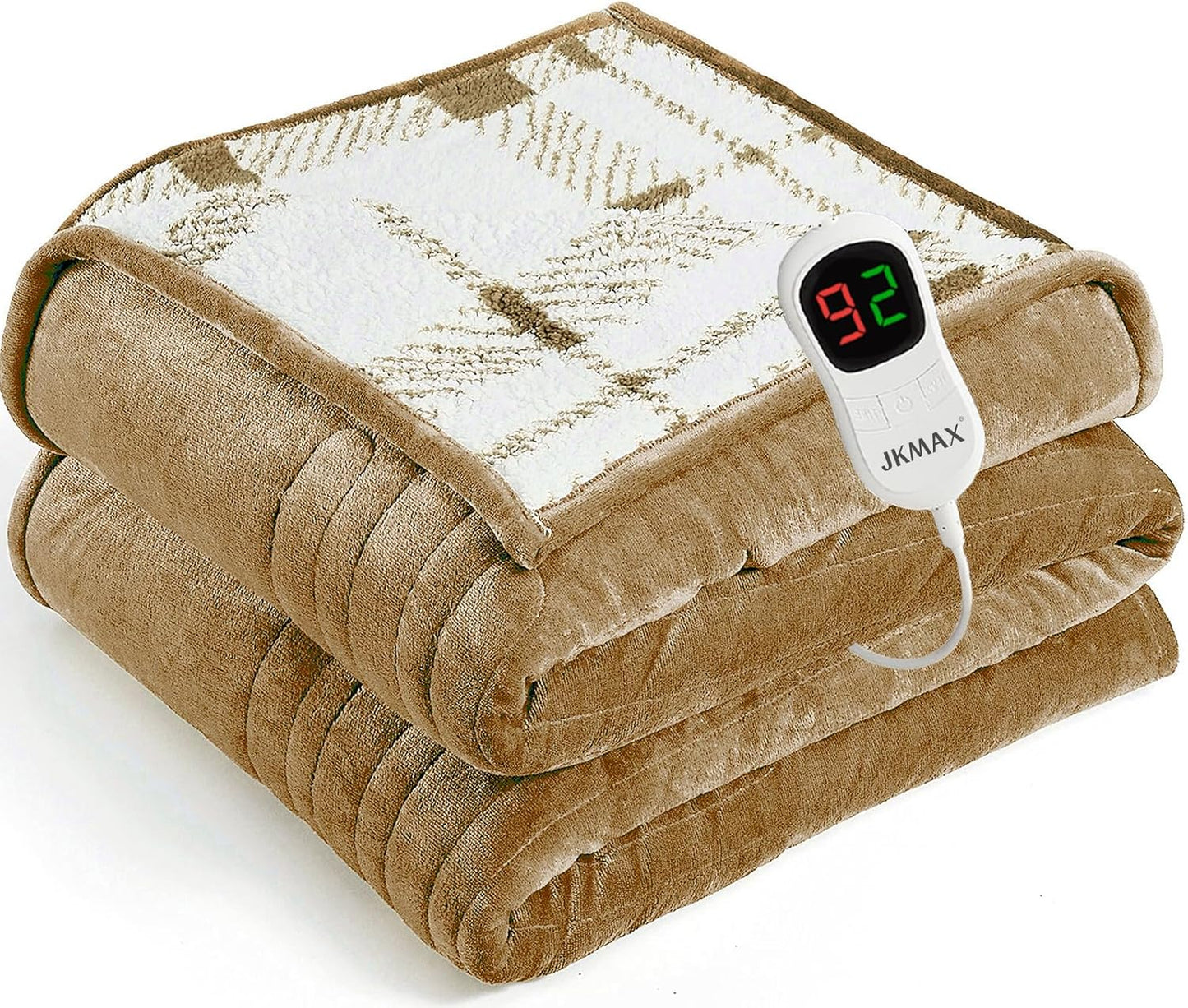 Heated Electric Blanket Full Size - 72"x84" Flannel Heating Blanket with 10 Heating Levels & 5 Time Settings Over-Heat Protection, Winter Warmer for Adults with ETL Certification（Ivory）