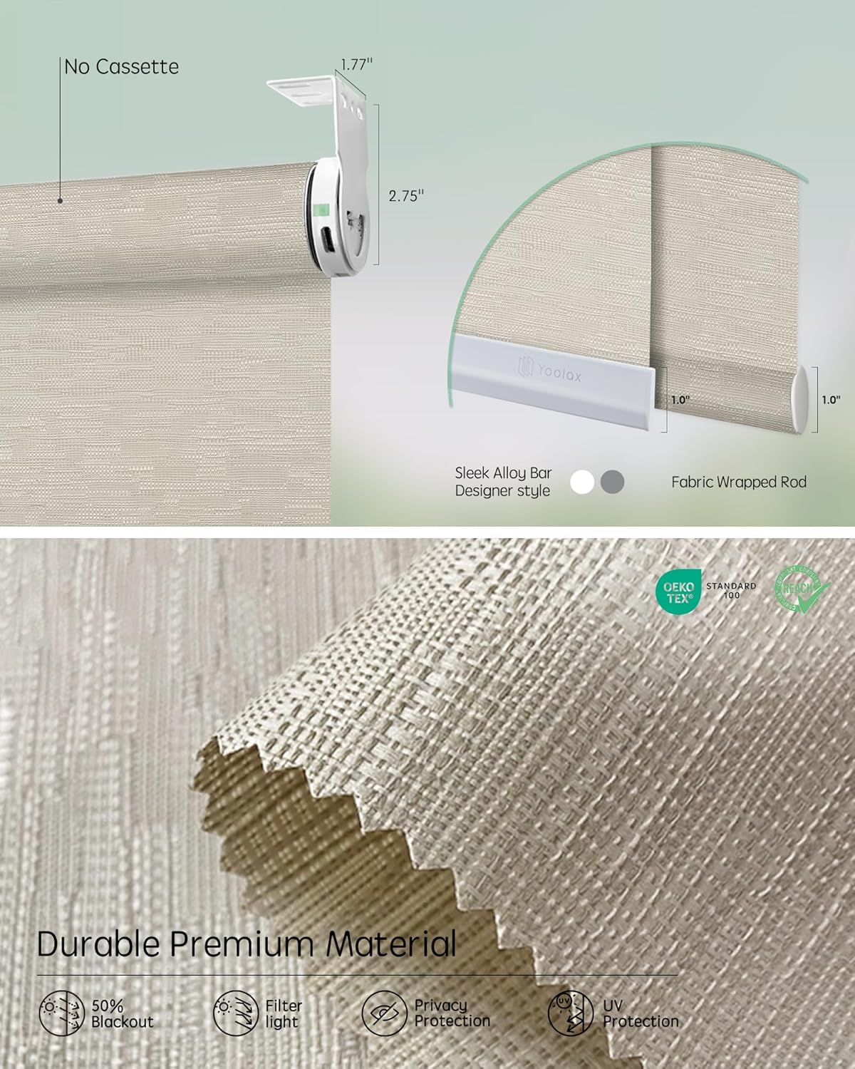 Yoolax Smart Coupled Roller Shades Compatible with Alexa Google, Motorized Blinds with Remote Light Filtering Coupled Roller Shades for X-Large Windows, Custom Size(XL Coupled-Jacquard Coffee)