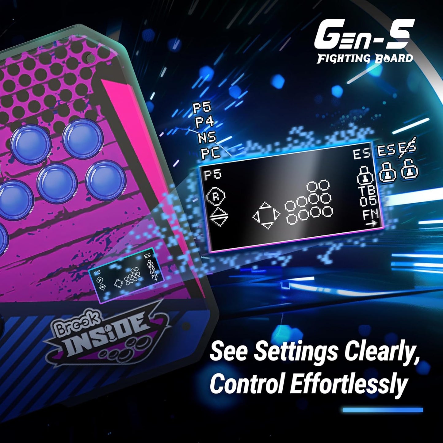 Brook Gaming GEN 5 Wired Fighting Board – Compatible with PS5, PS4, NS, NS2, and PC/Ultra-Low Latency & RGB Lighting Equipped (Exclusive Version)