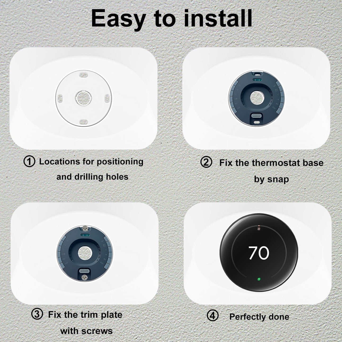 Nest Thermostat Wall Plate Cover Compatible with Google Nest Learning Thermostat (4th Gen), Practical Nest Thermostat Trim Kit, Nest Learning Thermostat 4 Accessory, Snap fit Design, White