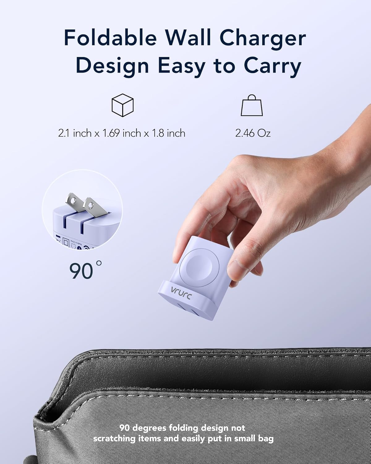 VRURC Charger for iPhone & Apple Watch, 20W USB C Fast Charging Block, 3-in-1 Compact Travel Adapter with 2 Port for iPhone 17/16/15/14/13, Wireless Magnetic for iWatch SE/11/10/9/8/7/6/5/4-Purple