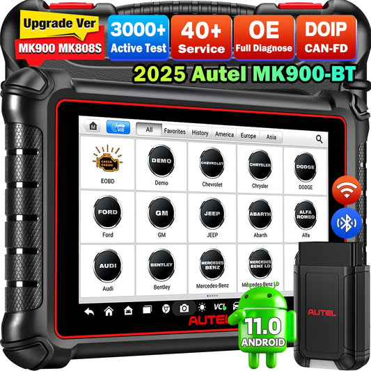 Autel Scanner MaxiCOM MK900BT, 2026 MK900-BT V2.0 Bidirectional Diagnostic Tool, 8in Up of MK900 MX900 MK808S MK808BT MX808S MK808Z, 3000+ Active Tests, 40+ Service, CAN-FD&DOIP, All System, FCA 11 OS