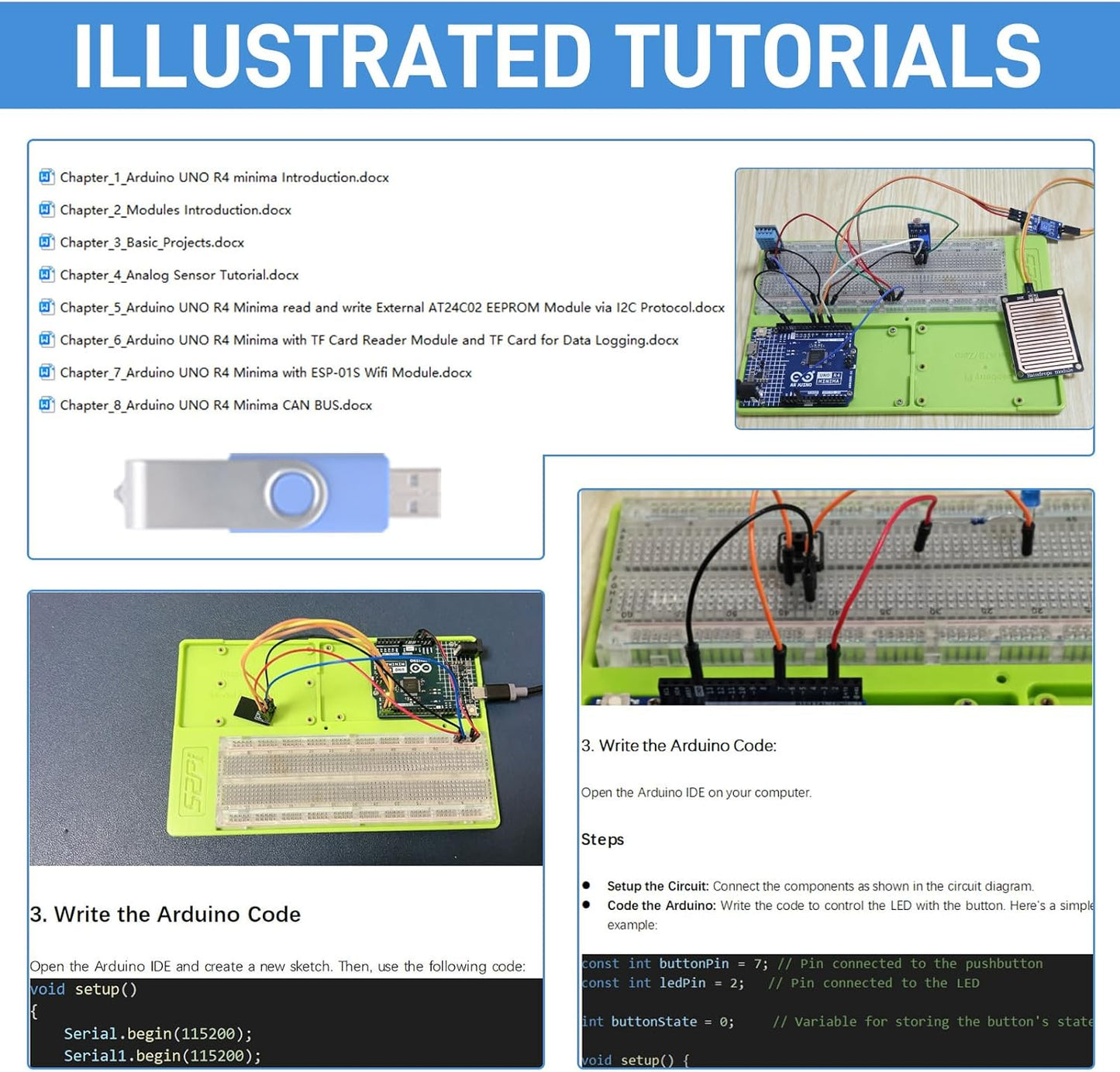 GeeekPi UNO R4 Minima Project Starter Kit with Tutorial for Smart Farm, Beginners and Engineers (UNO R4 Minima Included)