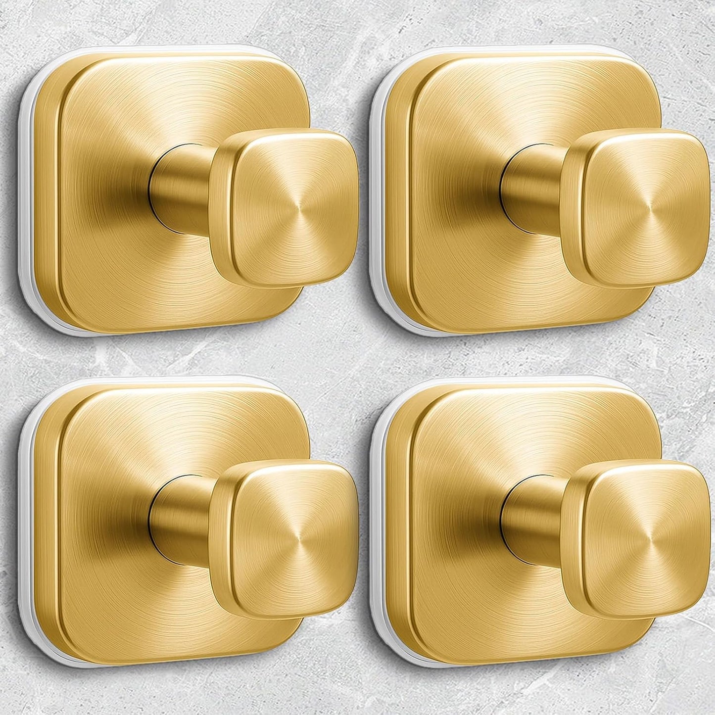 Shower Hooks for Inside Shower,Reusable Suction Cup Hooks for Glass Window,Mirror,Removable Towel Hooks for Bathroom,4 Pack(Gold)