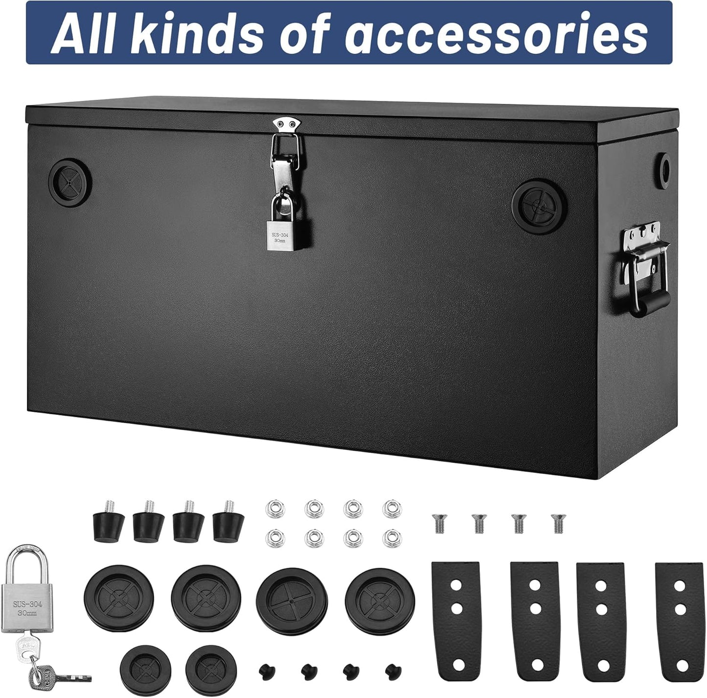 Steel Battery Box for Car, RV, Marine & Trolling Motor – Dual Battery Relocation Kit with Lock and Sealing Gaskets