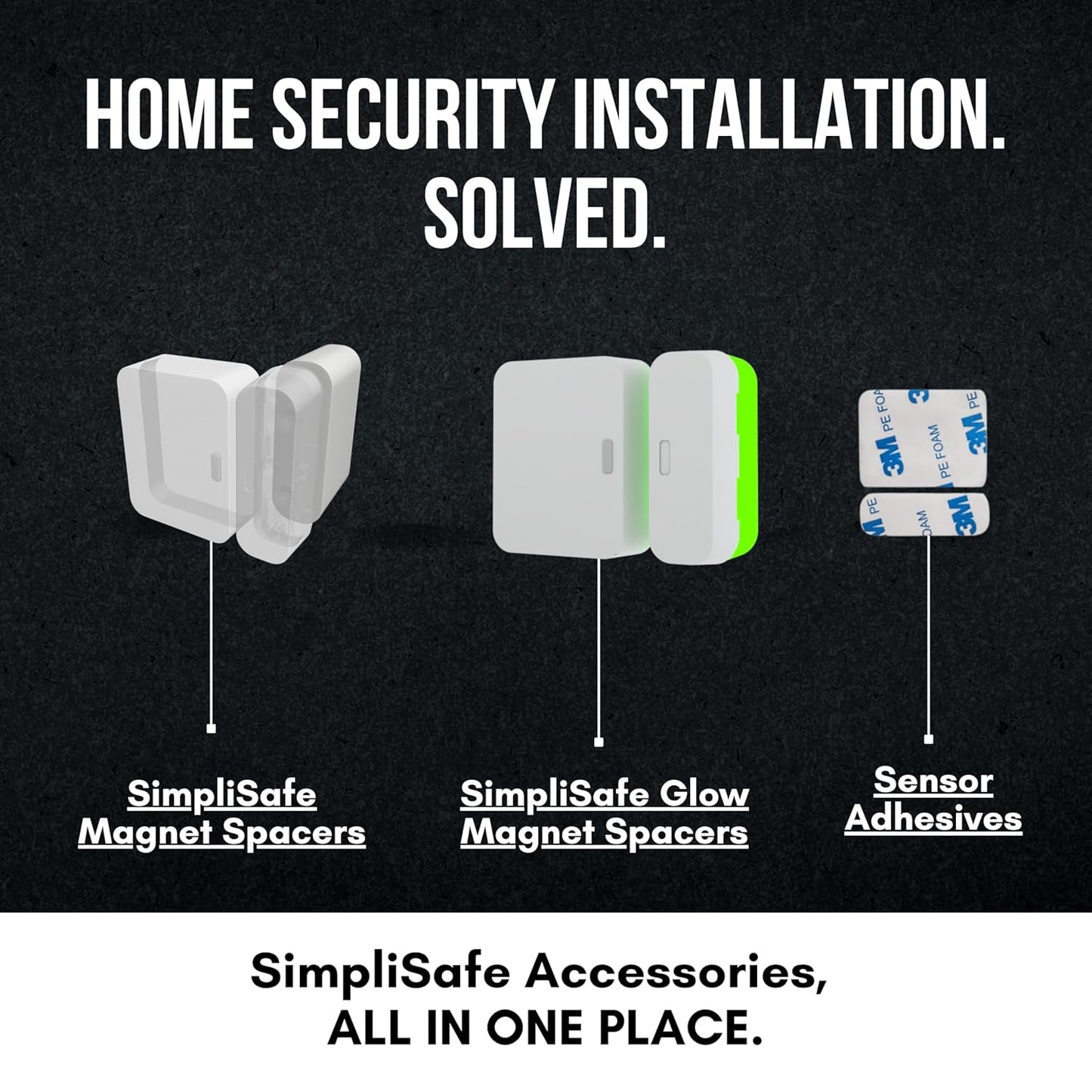 Simplisafe Entry Sensor Adhesive | Mounting Tape for Simplisafe Door, Entry, and Contact Sensor | Easy Mount, No Cutting, Peel and Stick (5 Pack Sensor + 5 Magnet Side)