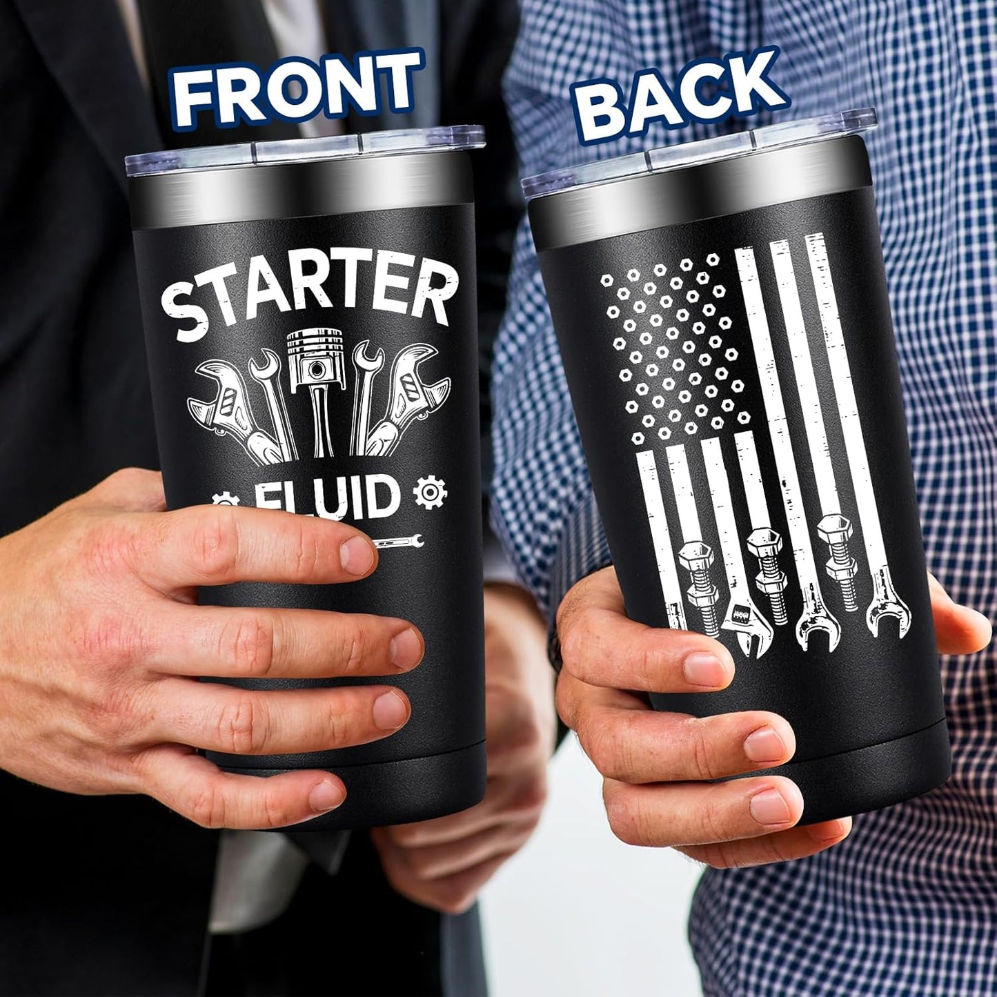 SpenMeta Mechanic Gifts - Mechanic Gifts for Men, Car Guy, Car Enthusiast - Christmas Birthday Fathers Day Gift for Mechanics - 20oz Starter Fluid Tumbler Cup