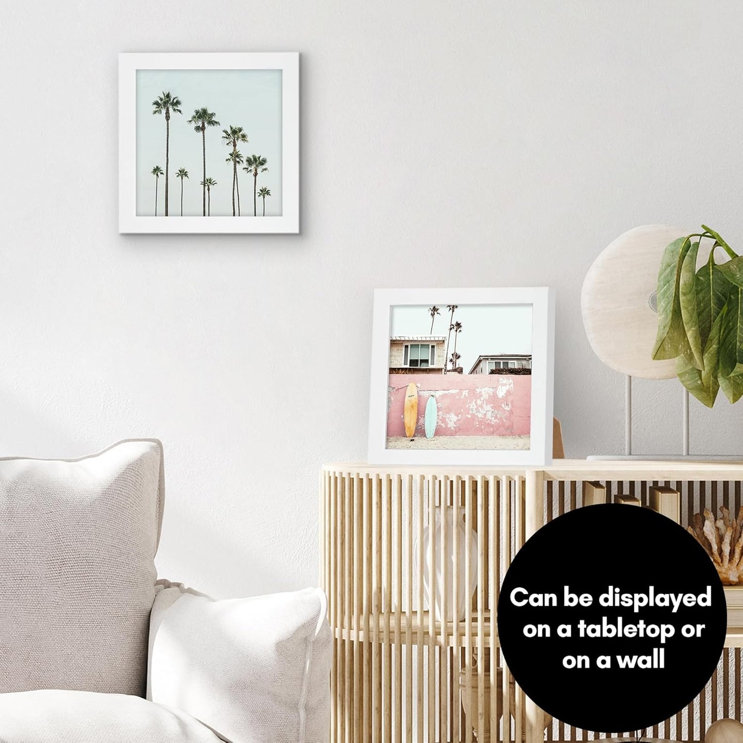 Americanflat 8x8 Picture Frame with Shatter-Resistant Glass - Signature Collection - Gallery Style Frames Made of Engineered Wood - Square Frame for Tabletop and Wall Display - White