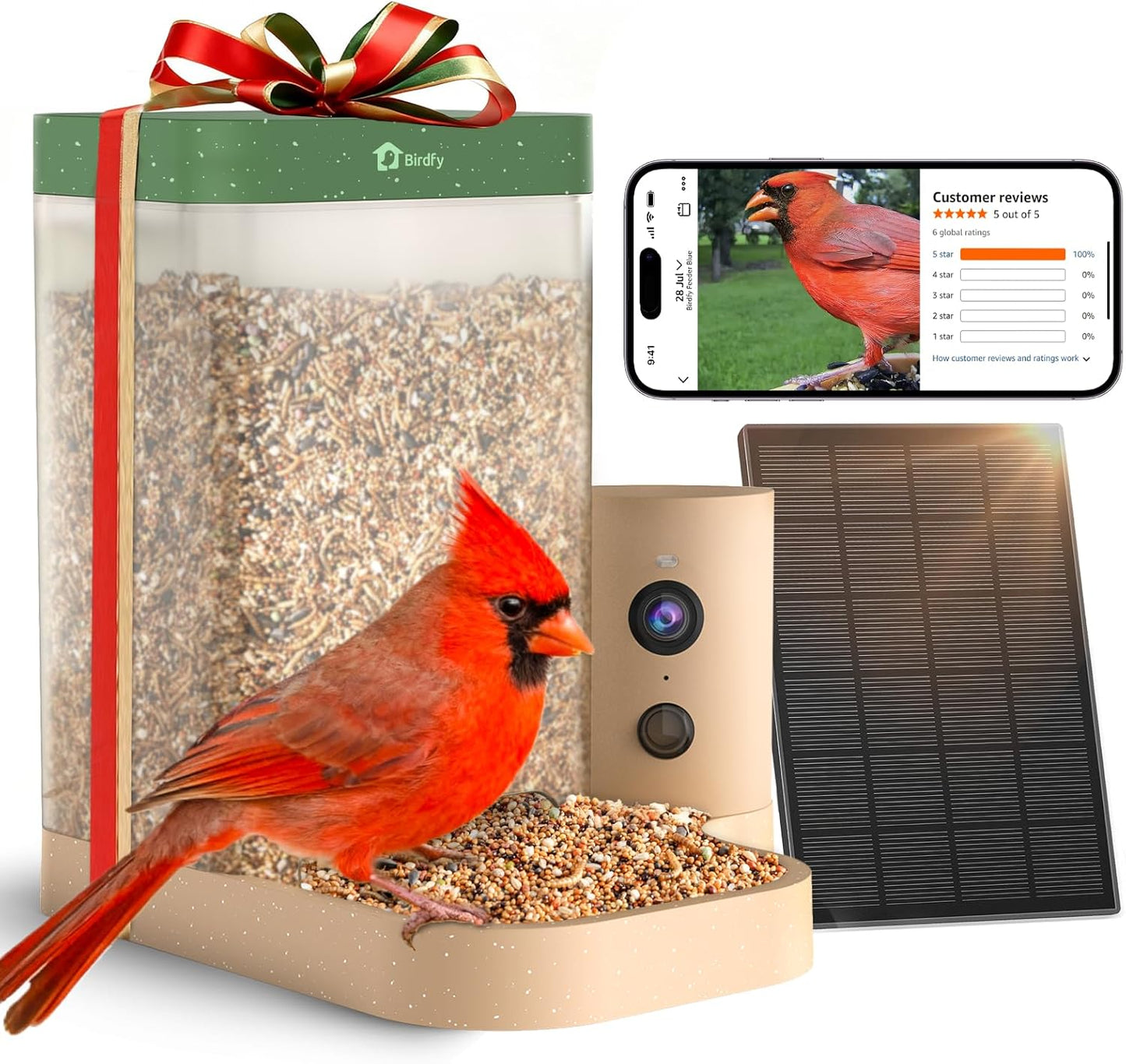 Birdfy Bird Feeder with Camera for Rookie - Solar Powered Outdoor Bird Feeder with Dual Night Vision, AI Recognition, Slow Motion & IP66 Waterproof, Ideal for BirdLovers (AI by Subscription)