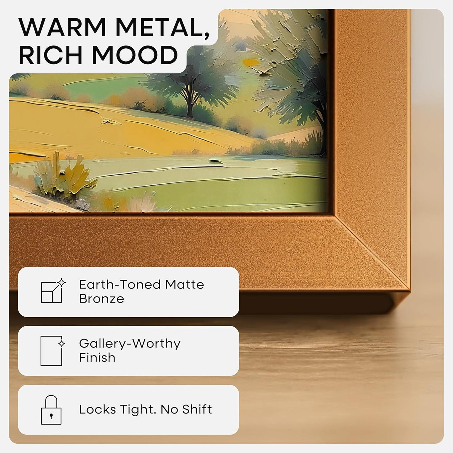 Homeforia 6x6 Picture Frames Bronze, High End Metal 6 x 6 Square Photo Frame with Mat 4 by 4, 6x6 Brass Frame Matted to 4x4 inch Print, 6by6 Wall or Tabletop Frames, Tempered Glass, Wall Kit, Set of 1
