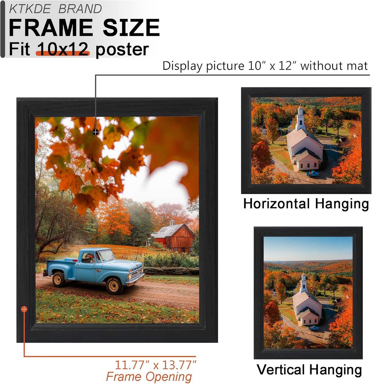 KTKDE 10x12 Picture Frame Set of 5,Black Wooden frames, Vertical & Horizontal Wall Hanging for Wall or Tapletop Display,Studio Gallery Photo Frame for Photos, Posters & Art Prints