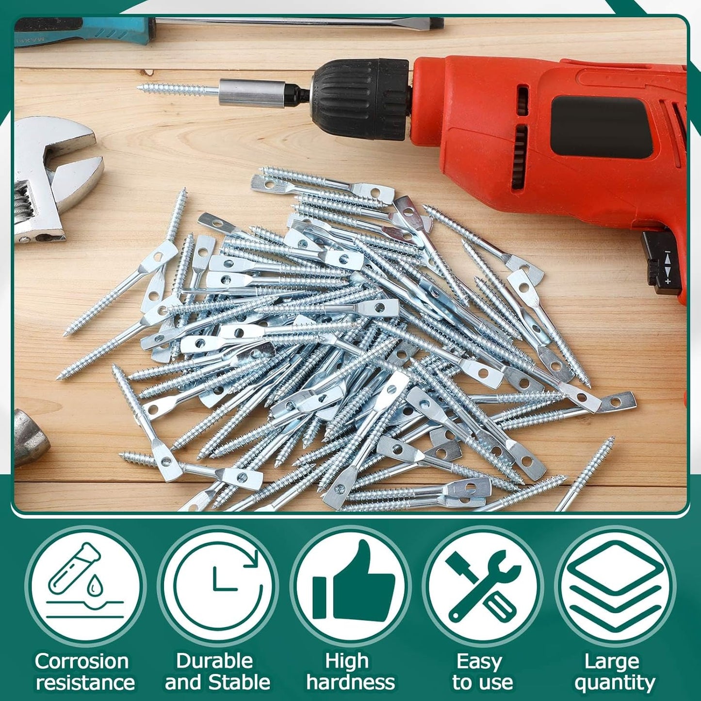 500 Pcs Eye Lag Screws and 1 Pcs Driver Set, 1/4 Inch x 3 Inch Eye Lag Wood Screws Zinc Plated 2-5/8 Inch Quick Install Bit Kit for Use with Attaching Hanger Wire to Ceiling Joists