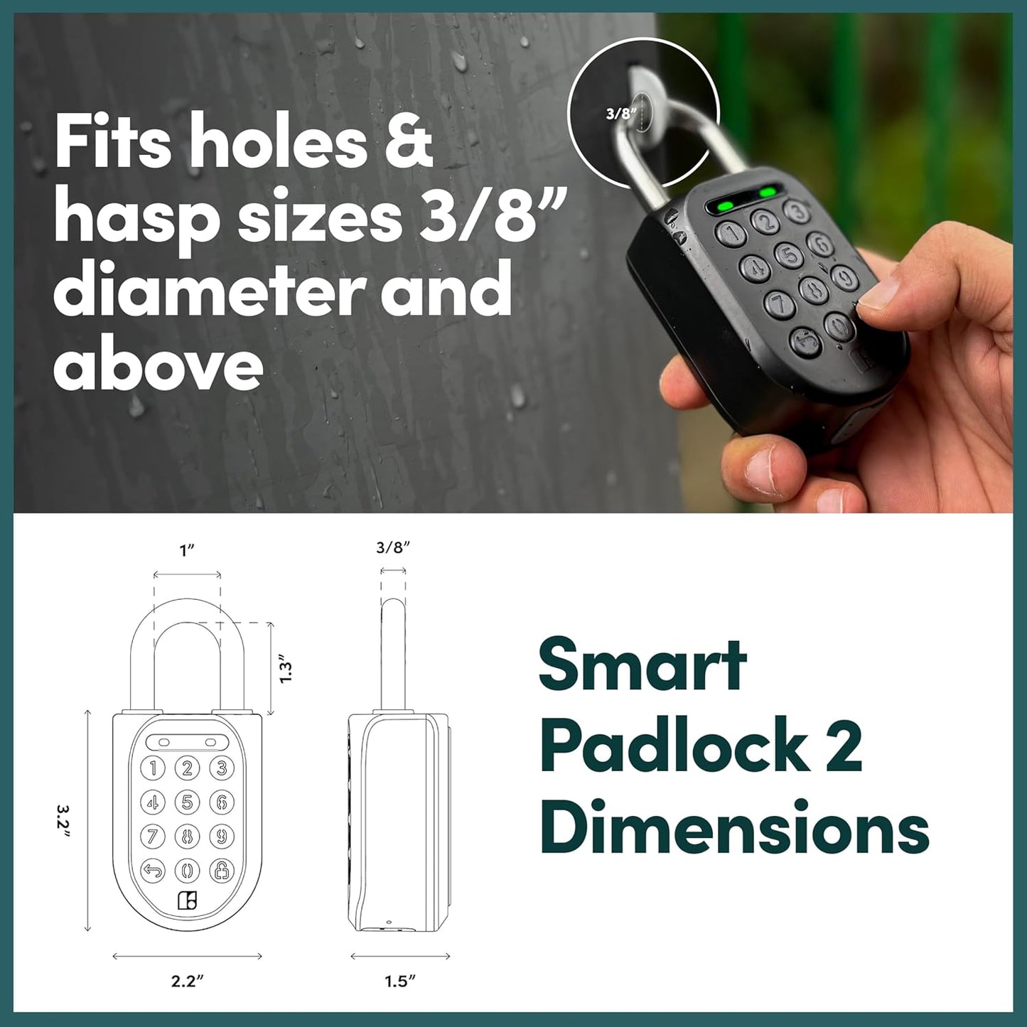 igloohome New Smart Padlock 2 (SP2), The Toughest Smart Padlock – Generate Access from Anywhere with The Mobile app (iOS/Android) – No WiFi Needed, Waterproof & Rechargeable