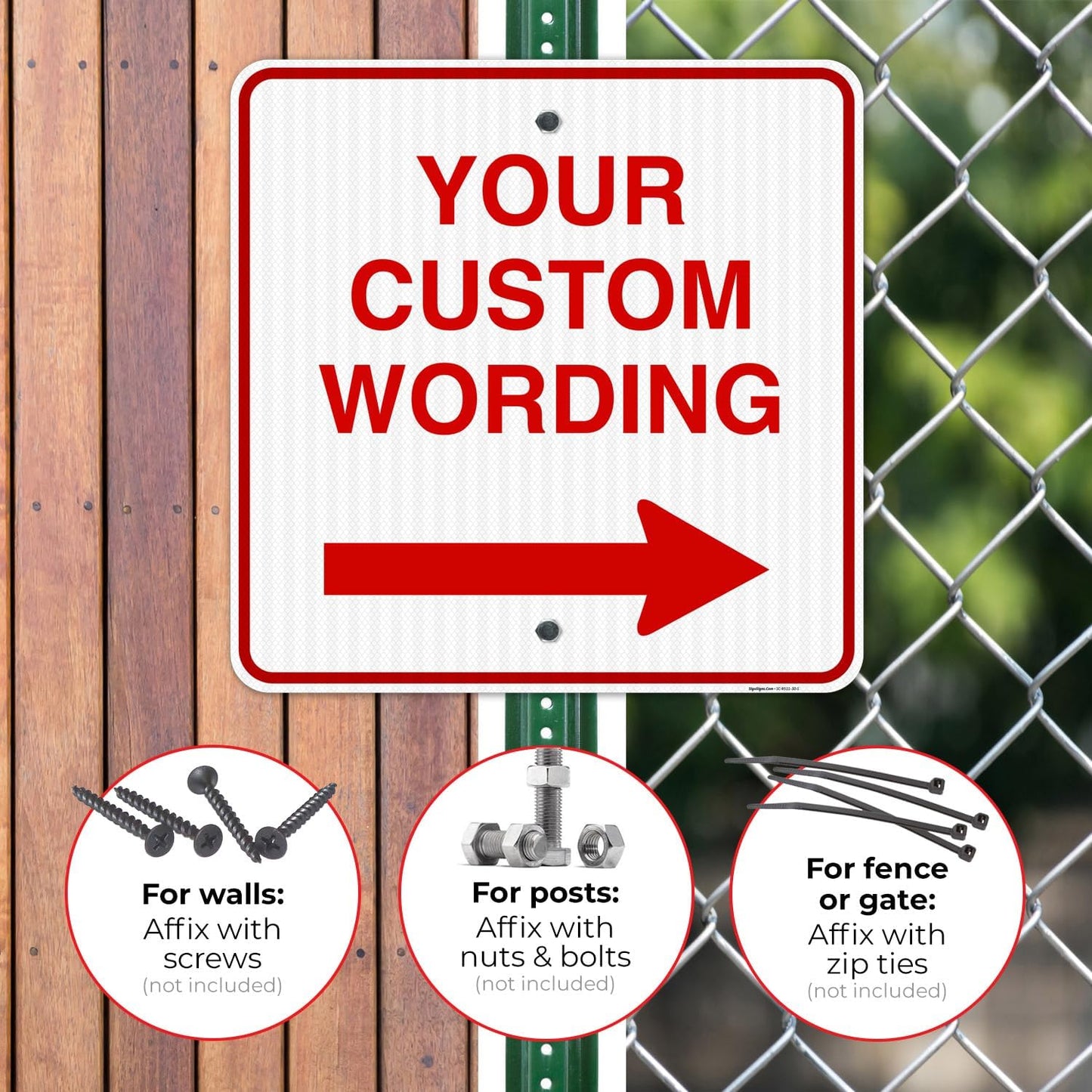 Custom Square Left or Right Arrow Sign, Personalize for Office, Business, Workplace, Office, Home, Airbnb, Delivery Signs, 30x30 Reflective.080 Aluminum, Fade Resistant Made in USA