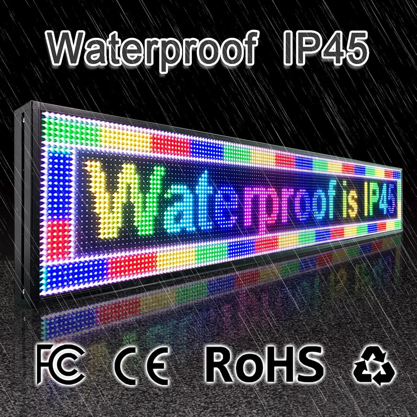 77"x14" P10 Outdoor Waterproof LED Digital Sign – Commercial Advertising Screen with Remote Content Management, HD Display for Zoos, Resorts, Gas Stations, Hotels, Events & Outdoor Promotions