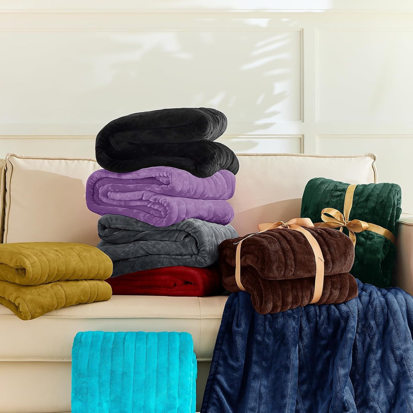 BOMOVA Heated Electric Blanket Twin Size- 62" x 84" Heating Blanket with 10 Heating Levels & 8 Hours Auto Off, Warm Flannel Blanket, Christmas Birthday Gifts for Women