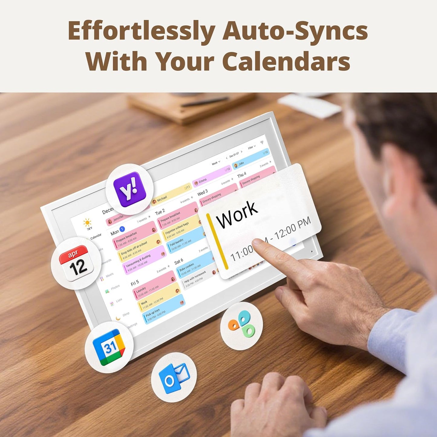 Digital Calendar 15.6" Chore Chart – 1080P Full HD Interactive Touchscreen, Smart Family Planner, Hearth Display Digital Wall & Desk Mountable for Seamless Scheduling