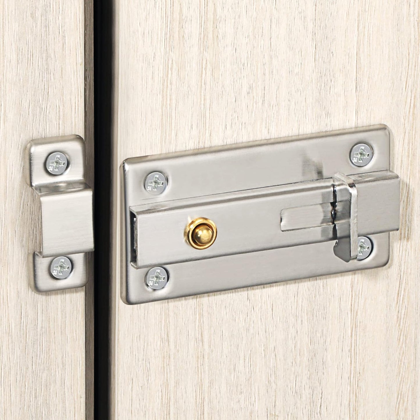 Alise Slide Bolt Gate Latch,Spring-Automatic Barrel Bolts Latches Safety Door Lock,Gate Hardware for Inside Door Fence Toilet Barn Pet Doors,Stainless Steel Bolt Latches,Brushed Finish,MS3000-LS