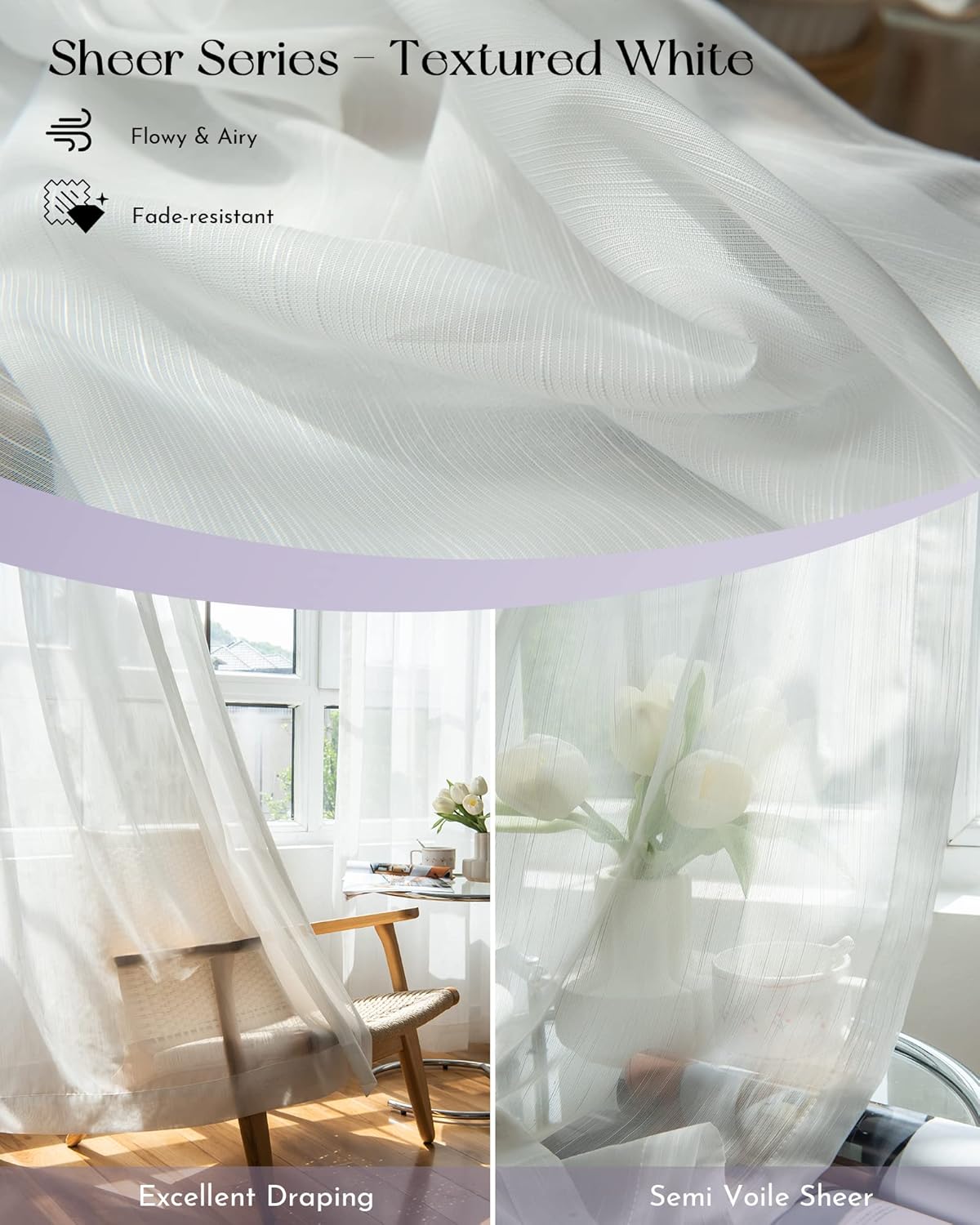 Graywind Rechargeable Smart Curtains Compatible with Alexa App Remote Control Motorized Drape for Sliding Door One-Way or Split Draw, Custom Width Up to 220" (Sheer Textured White)