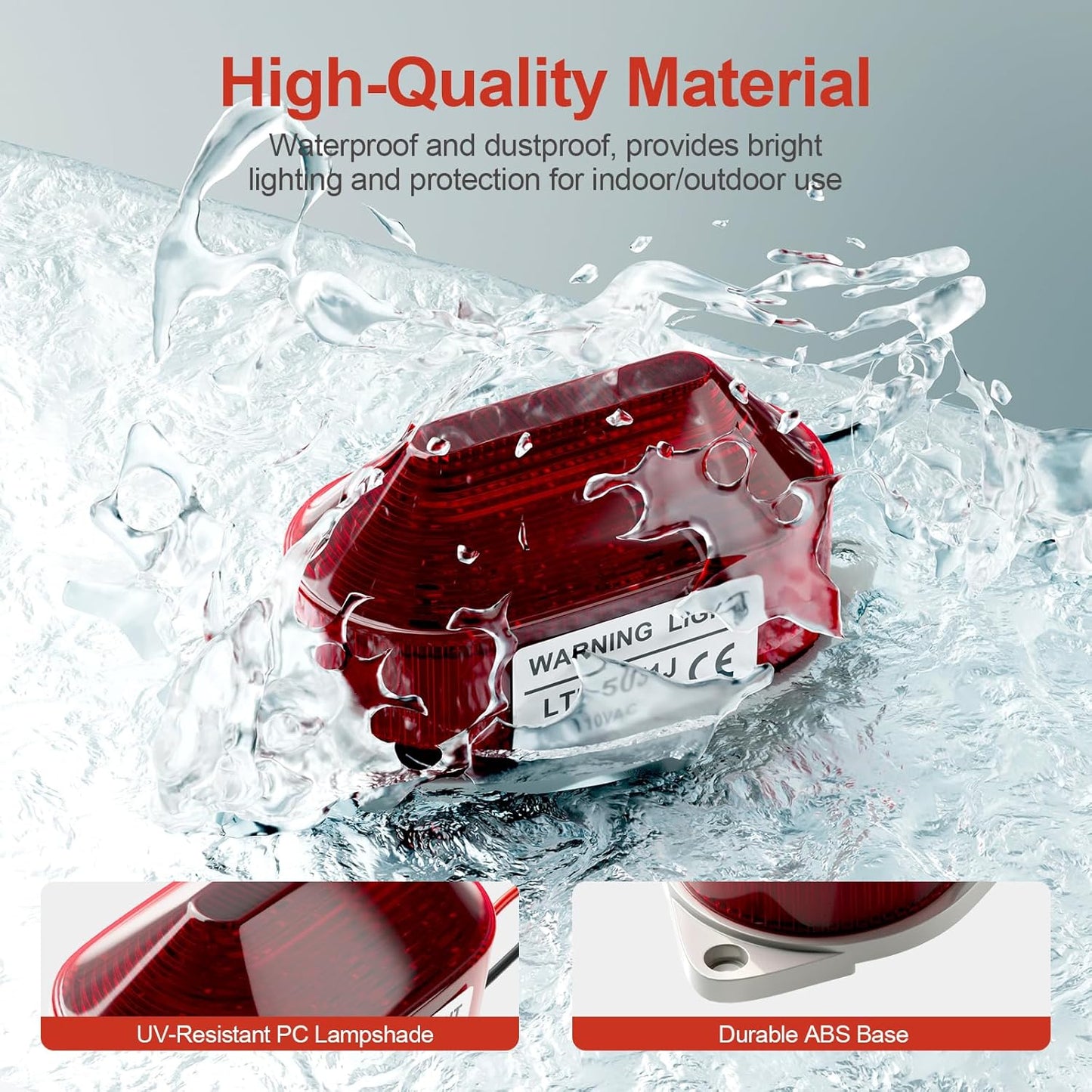QTEATAK AC110V Strobe Siren Industrial Warning Light with Red LED and 105dB Buzzer, Ultra-Bright Signal Flashing Alarm Light for Safety and Alert, Oval