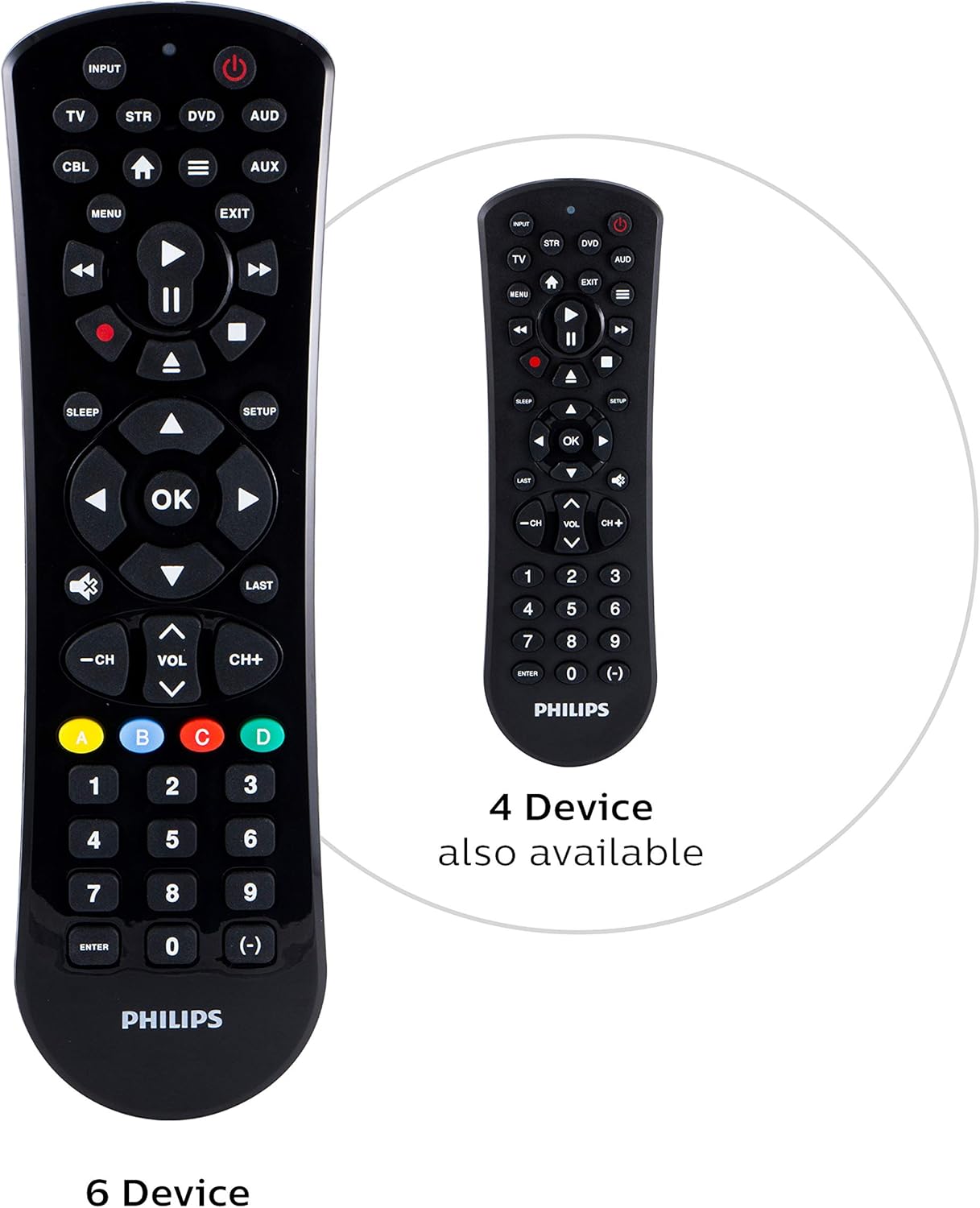 Philips Universal Remote Control for Samsung, Vizio, LG, Sony, Sharp, Roku, Apple TV, RCA, Panasonic, Smart TVs, Streaming Players, Blu-ray, DVD, Simple Setup, 6-Device, Black, SRP9263C/27
