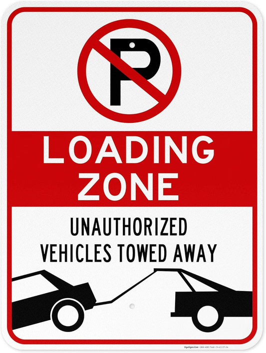 No Parking Symbol Sign, Loading Zone Sign, 18x24 Inches, 3M EGP Reflective .080 Aluminum, Fade Resistant, Easy Mounting, Indoor/Outdoor Use, Made in USA