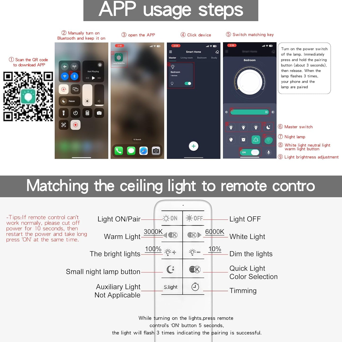 O'NEELDY Black Flush Mount Ceiling Light Dimmable Dining Room Light Fixture Round 6 Rings Modern LED Ceiling Light with Remote Control 47" Kitchen Lighting Fixture Ceiling Lamp for Living Room,Bedroom