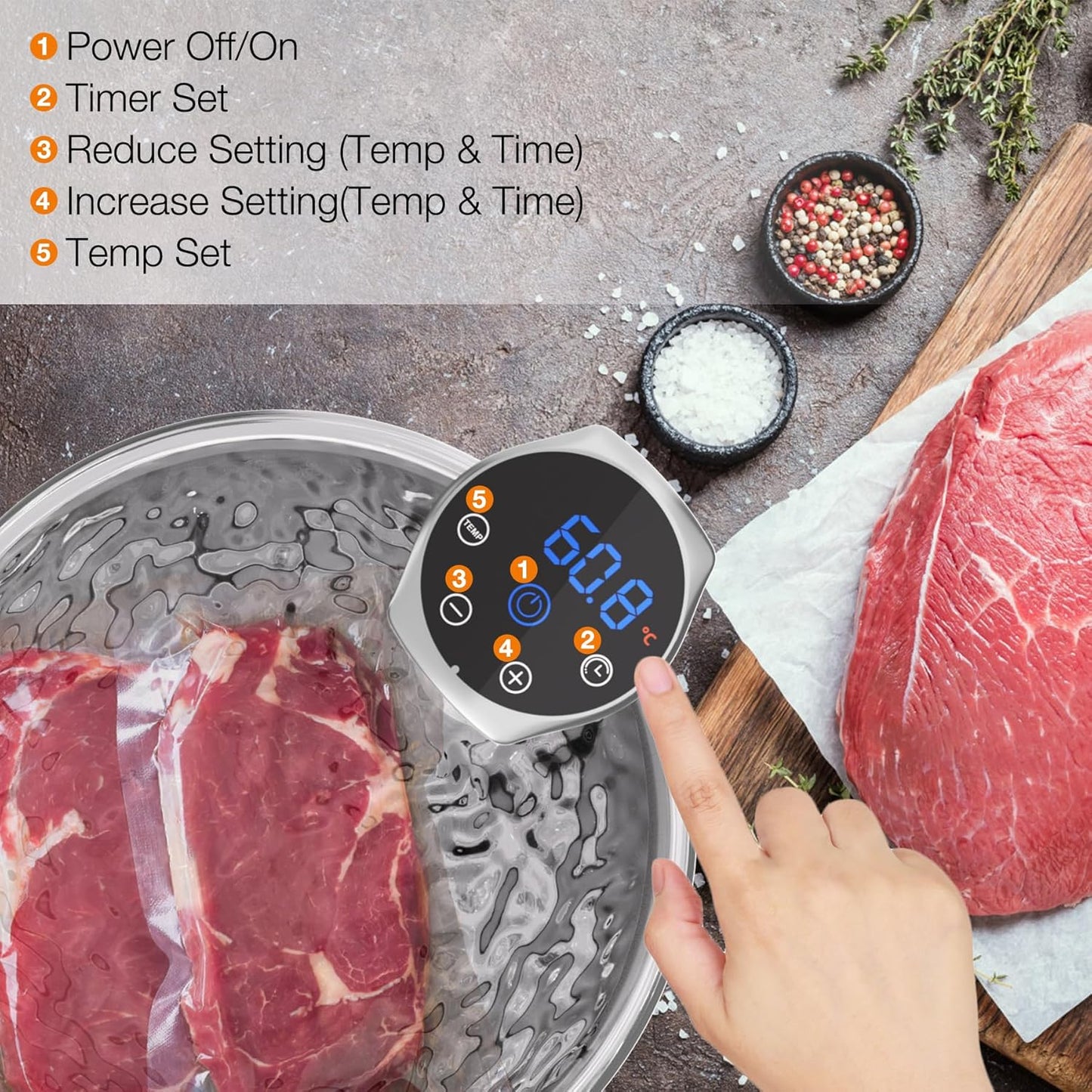 Sous Vide Machine 1100W Upgraded WIFI Sous Vide Cooker Ultra-quiet Working Cooker Immersion Circulator with Recipes(App Included), Accurate Temperature, Digital Timer, IPX7 Waterproof