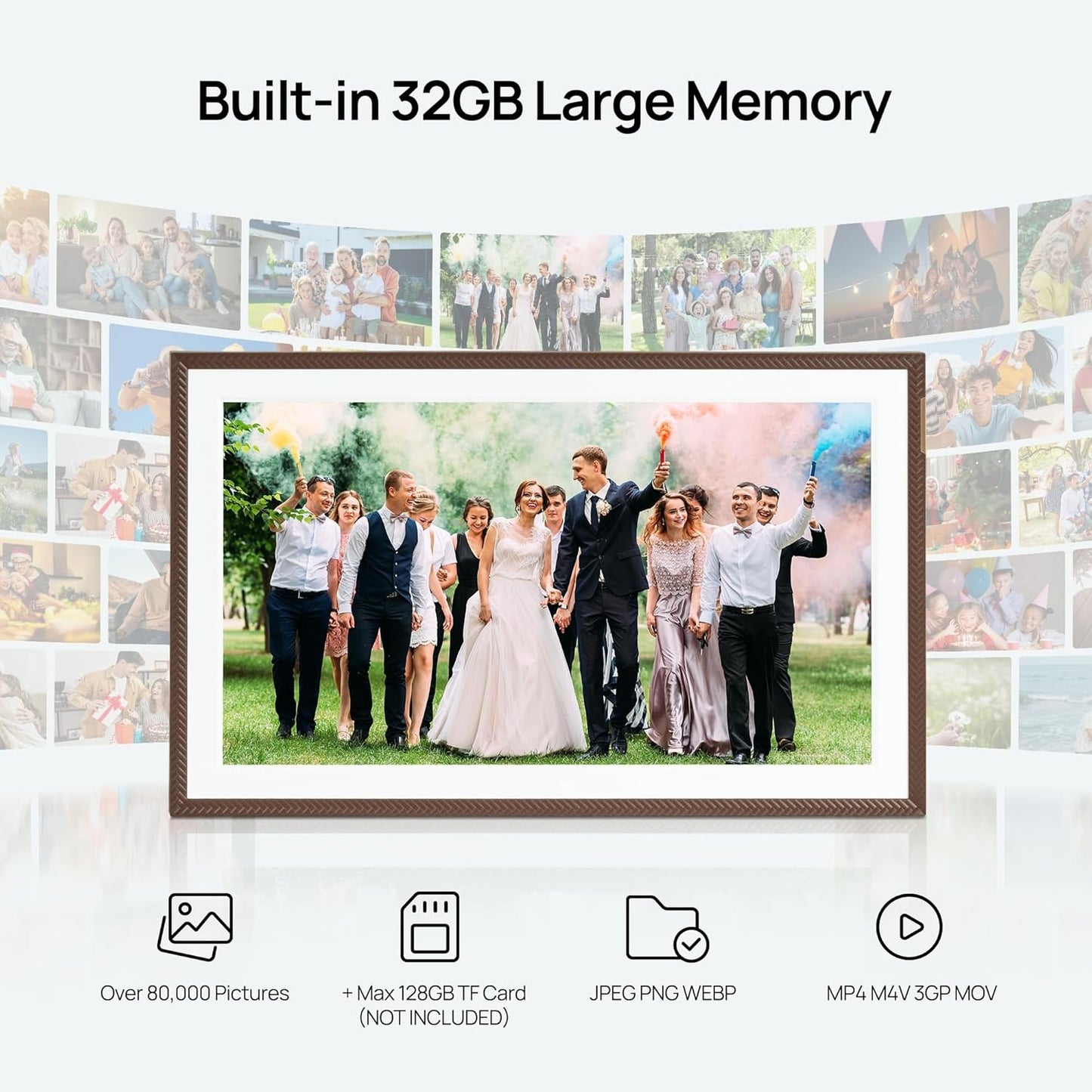 Arzopa 15.6" Large Digital Picture Frame, 1920X1080 FHD Touchscreen with Anti-Glare, 32GB Storage Electric Picture Frame Slideshow Support Photo Organization, Custom Gift Mode for Family and Friends