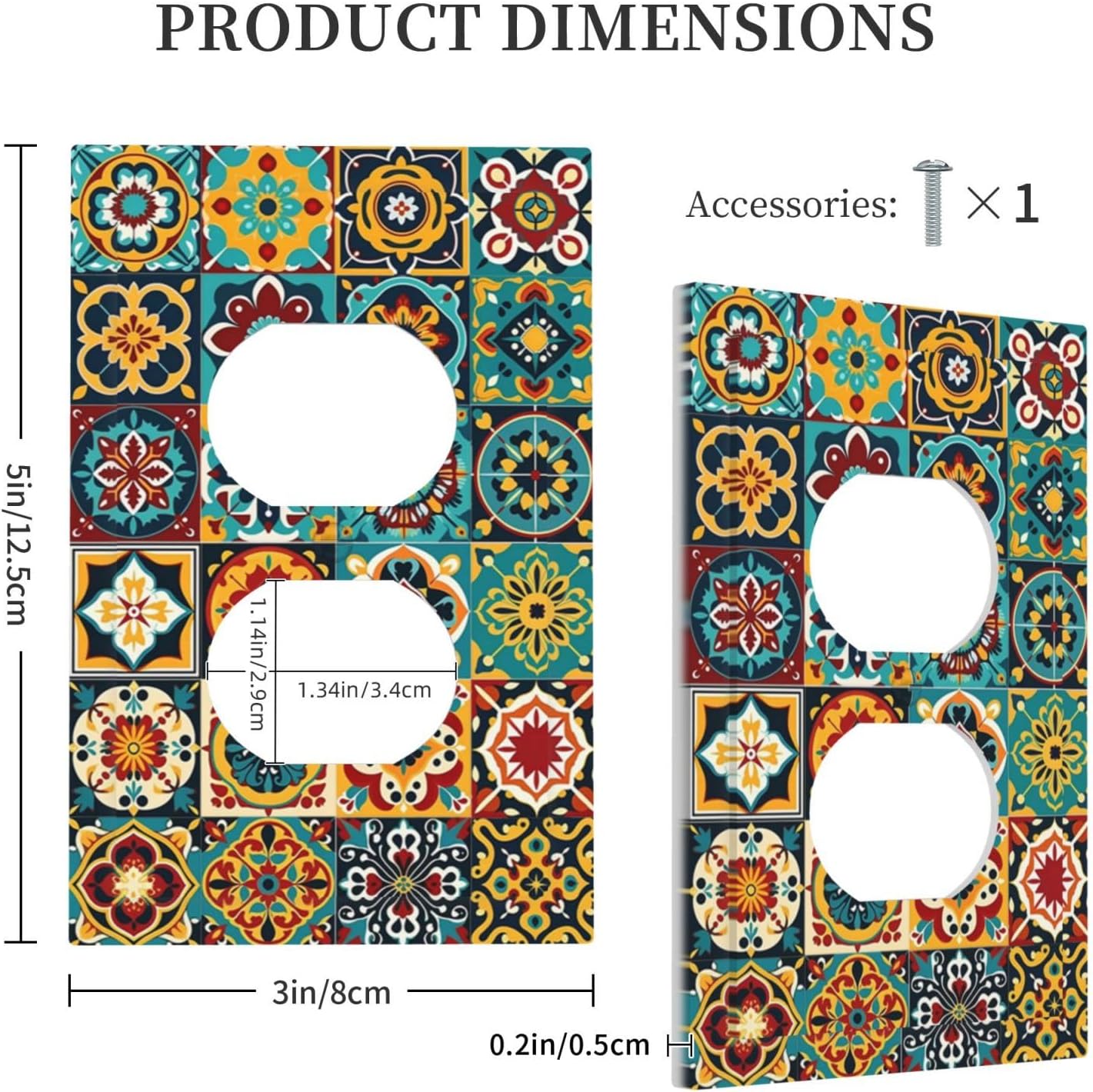 Outlet Covers Mexican Talavera Colorful Mosaic Tiles 1 Gang Duplex Light Switch Cover Decorative Switch Plates Electrical Receptacle Faceplate Wall Plate For Bathroom Kitchen Decor