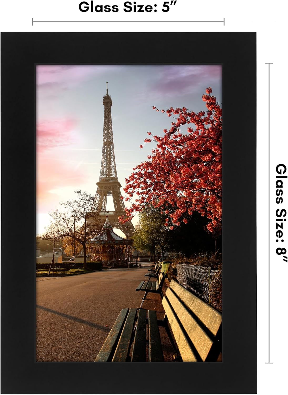 Americanflat 5x8 Picture Frame with Shatter-Resistant Glass - Signature Collection - Gallery-Style Frames Made of Engineered Wood - Photo Frame for Tabletop and Wall Display - Black