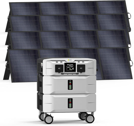IEE 5120Wh Portable Power Station SP5000 with 4×200W Solar Panel, 120/240V 5000W(Peak 9000W) AC Output Solar Generator, Expandable Capacity, LFP Battery Generator for Home Use, Power Outages, RVs