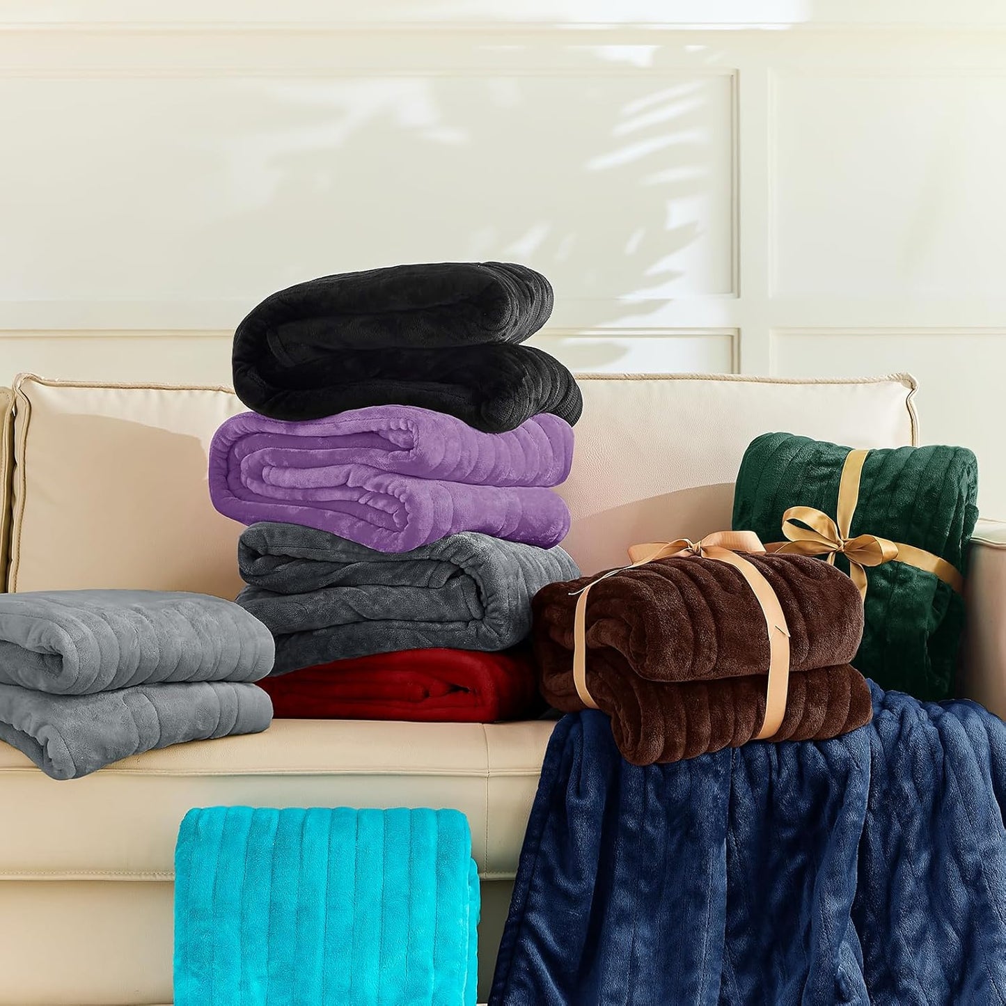 BOMOVA Heated Electric Blanket Throw Size- 50" x 60" Heating Blanket with 10 Heating Levels & 8 Hours Auto Off, Warm Flannel Blanket, Christmas Birthday Gifts for Women