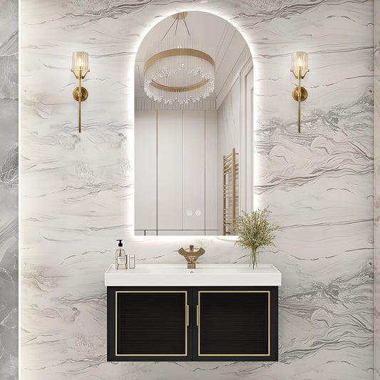 Niccy Arched LED Bathroom Mirror, 51x27 Inch Arch Frameless Backlit Mirrors for Wall Arched Lighted Vanity Mirrors Defogger and 3 Color, Explosion-Proof, HD Glass and IP65 Waterproof