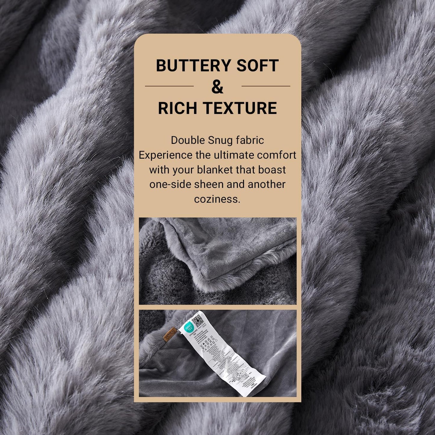SAPHREAS Faux Fur Throw Blanket for Couch, Fluffy Fuzzy Bubble Blanket for Sofa Bed Living Room, Grey Decor Soft Cozy Gifts for Women Men, 60x80” Gray