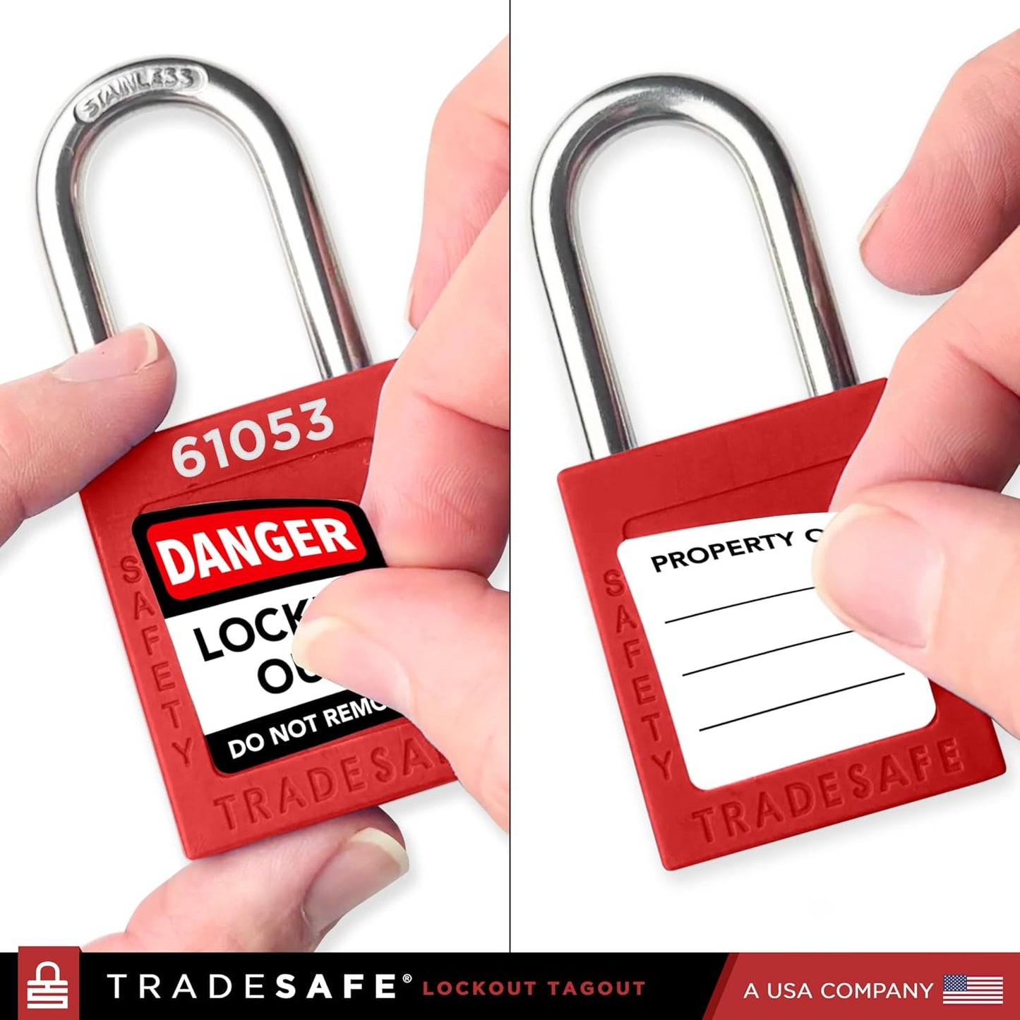 TRADESAFE Lockout Tagout Locks Set - 10 Red Loto Locks, Lockout Locks Keyed Different, 2 Keys Per Lock, OSHA Compliant Lock Out Tag Out Padlocks, Safety Padlocks for Electrical Lockout Tag Out Kits
