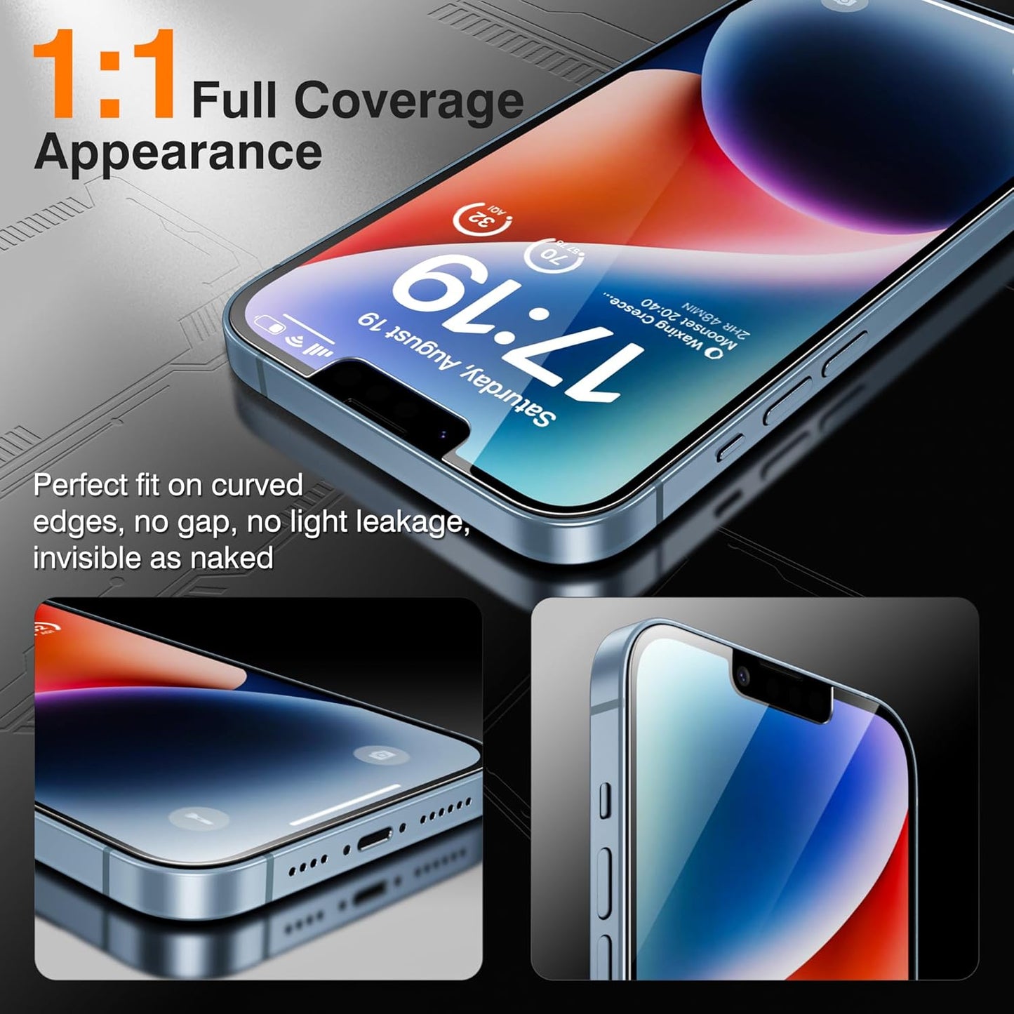 EZ-GLAZ-4+2 Pack for iPhone 14 Plus Privacy Screen Protector[6.7 inches] With Camera Lens Protector, [Drop Protection] 9H Hardness Full Coverage Anti-Spy Tempered Glass Film, Easy to install
