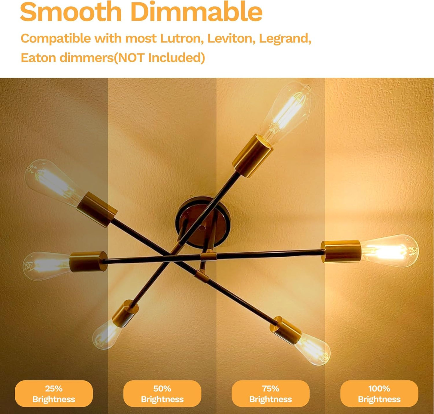Edison Bulbs E26 Medium Base 2700K Soft White, 750LM ST58 Vintage LED Filament Bulb Clear Glass, Equivalent 75W Dimmable Lights Bulb 90+ CRI for Chandeliers, Pendants, Wall Sconces, 18 Pack