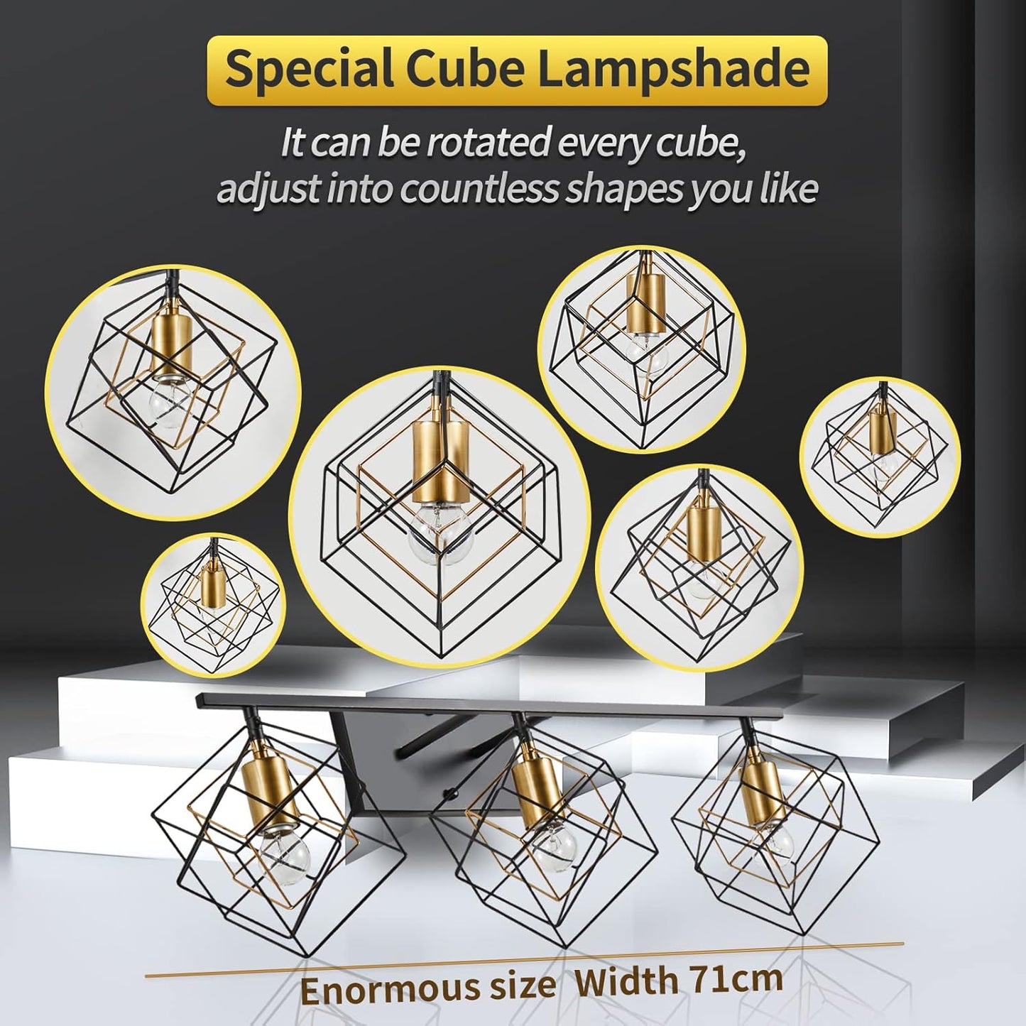 3 Light Vanity Light for Bathroom,Bathroom Light Fixtures Over Mirror with Rotatable 3 Cube Shades, Modern Wall Mounted Lights Matte Black,Industrial Black Vanity Light for Hallway Living Room