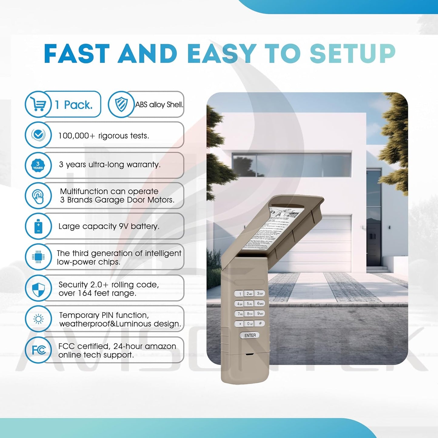 Chamberlain LiftMaster Craftsman Universal Wireless Garage Door Keypad 940EV-P2 940ESTD, Security+2.0 MyQ【3-Year-Warranty】