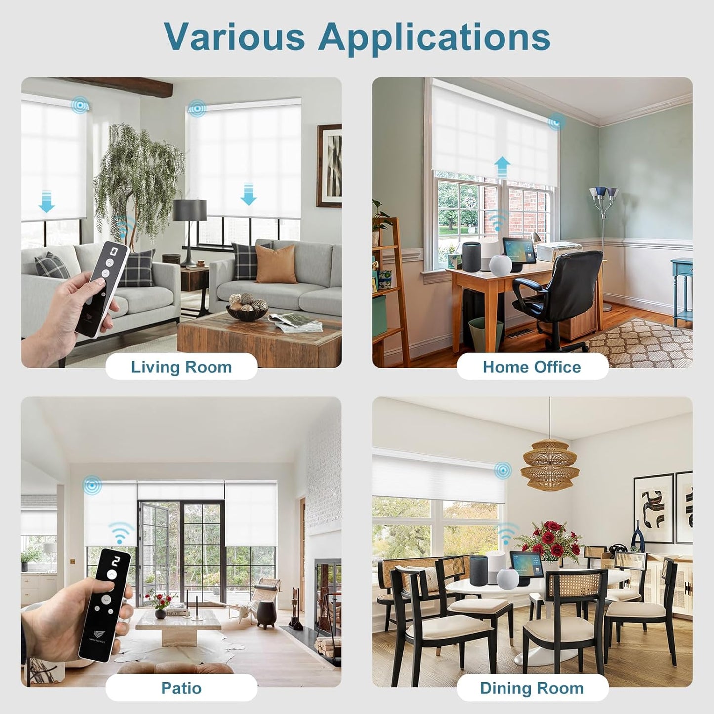 SmartWings Motorized Light Filtering Shades, Work with Matter Thread Apple Homekit Google Z-Wave Alexa, 70% Blackout Smart Window Blinds Translucent, Cordless with Remote Control, Essential White